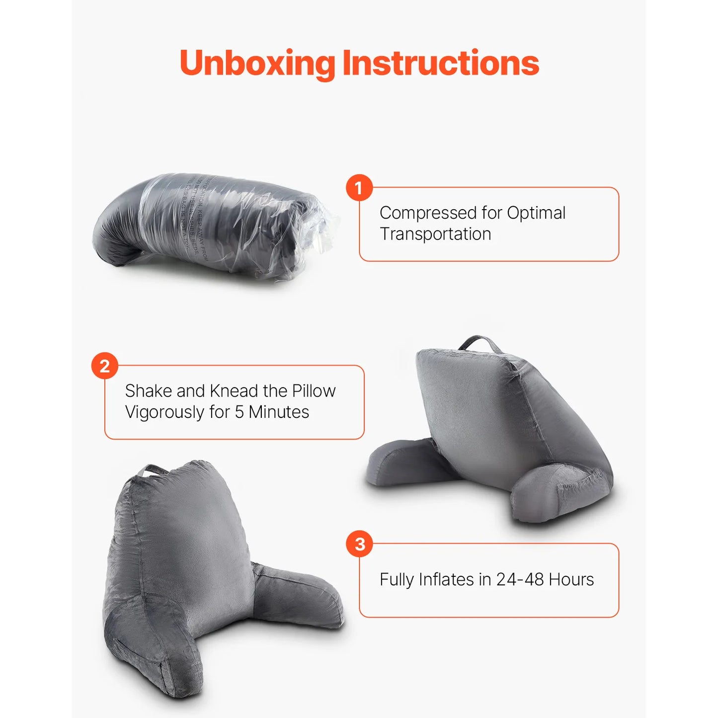 SucceBuy Reading Pillow With Shredded Memory Foam Back Support Pockets