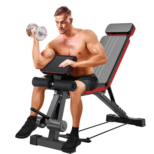 Foldable 7 Level Weight Bench With Adjustable Headrest For Full Body Strength