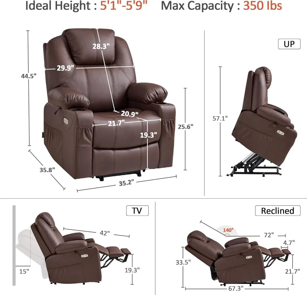 Electric Power Lift Recliner Chair With Massage And Heat
