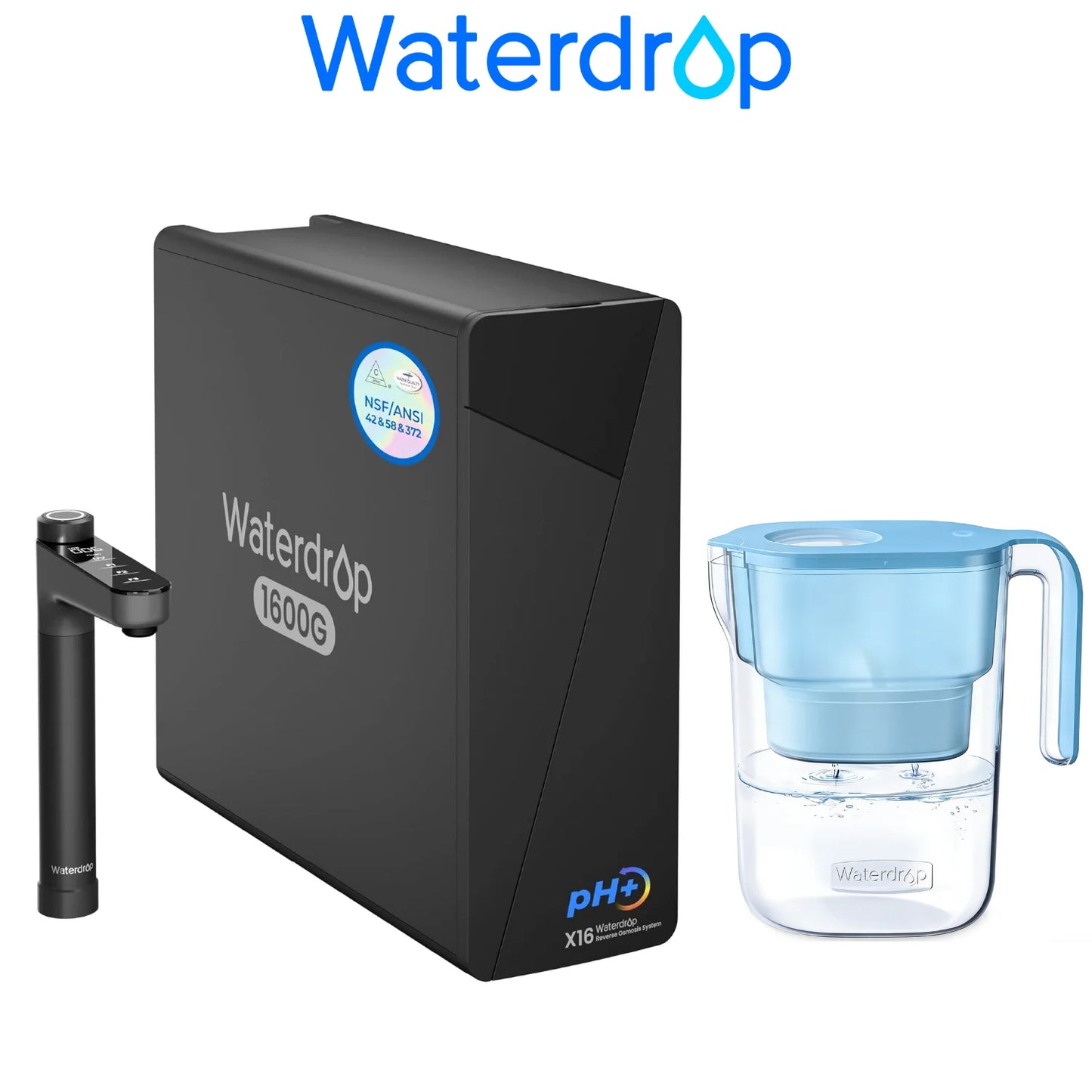 Waterdrop X16 Alkaline Tankless RO System With Pitcher And Filter