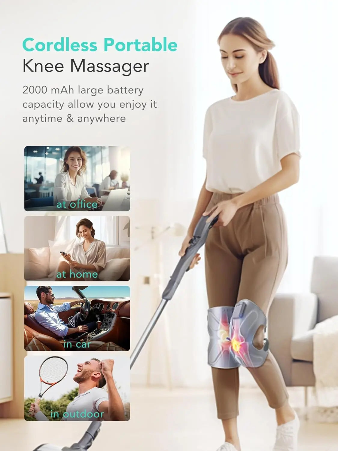 SKG Cordless Heated Knee Massager With Gentle Heat And Vibration