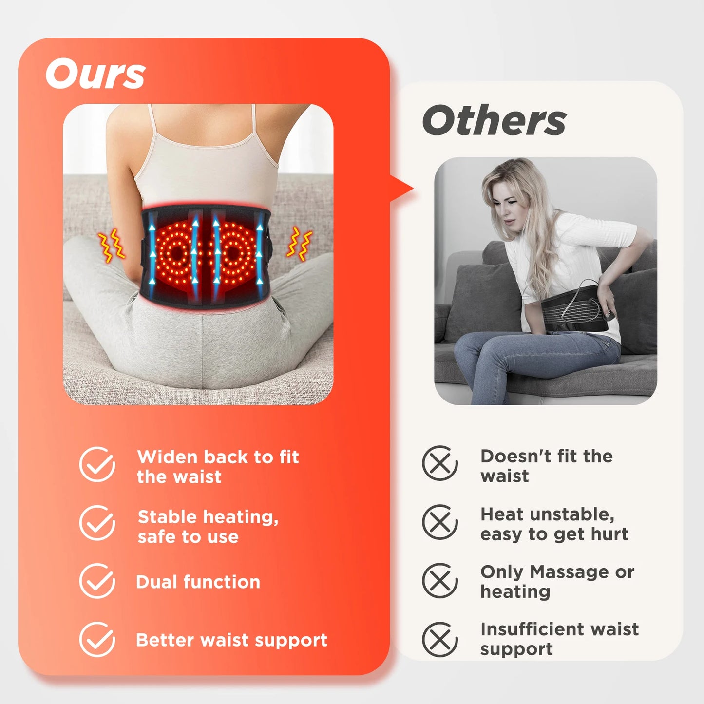 PASTSKY Electric Heating Waist Massager With Vibration Compress Back Support