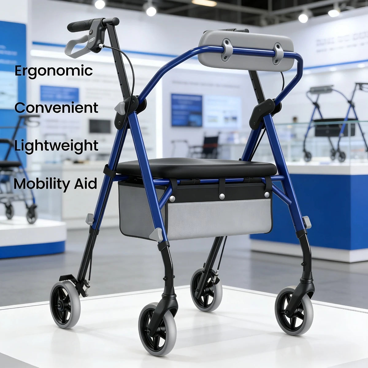 Maidesite Elderly Walker With Seat and Backrest Foldable 350 Lbs