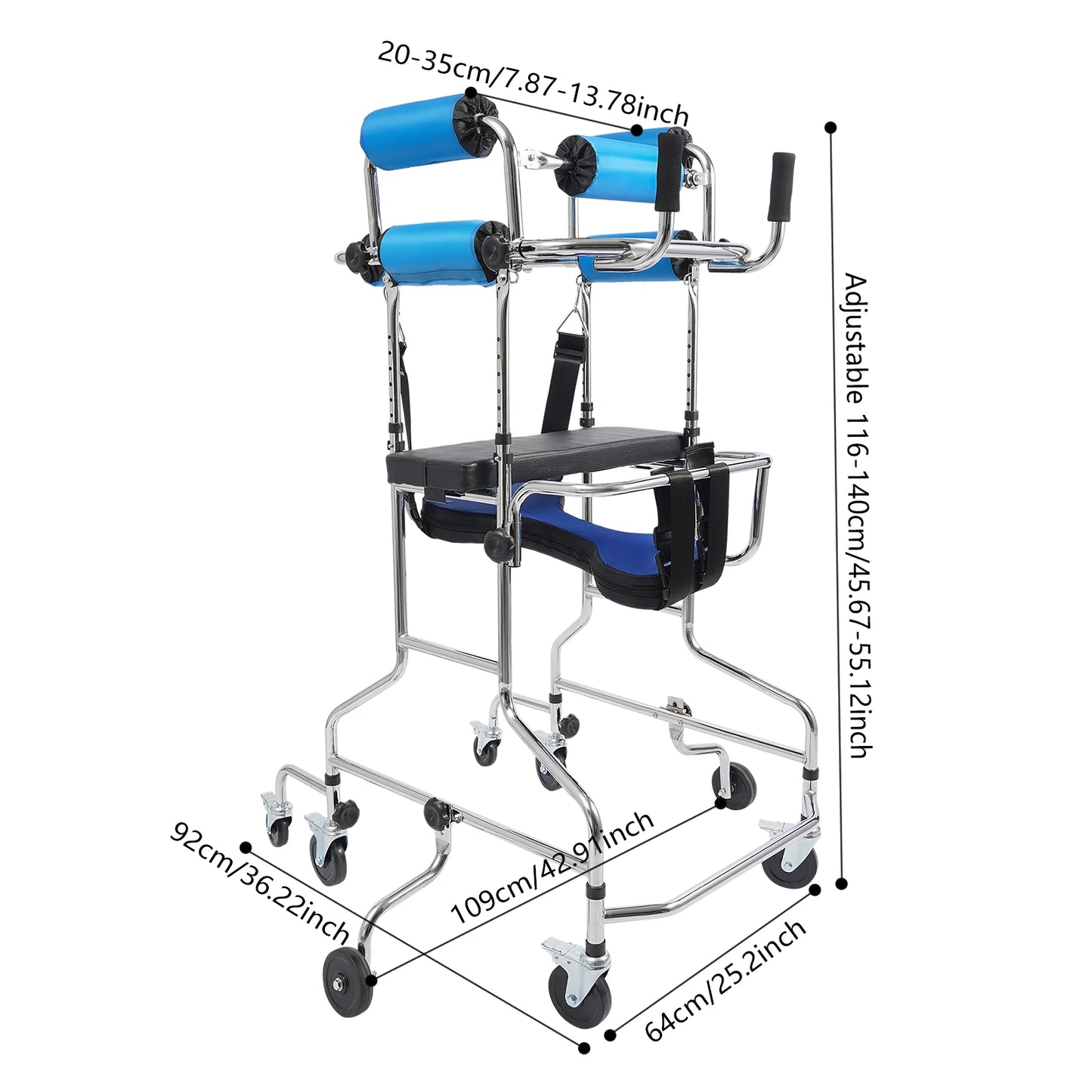 Rollator Walker Eight Wheel Adjustable Mobility Aid 220 Pound Capacity