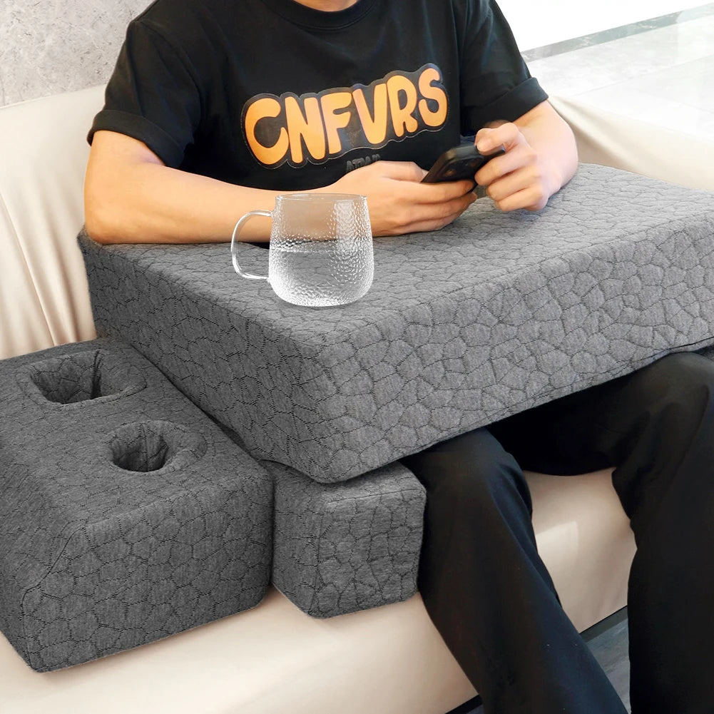 Reading And Gaming Pillow With Arm Rest Back Support For Laptop Use