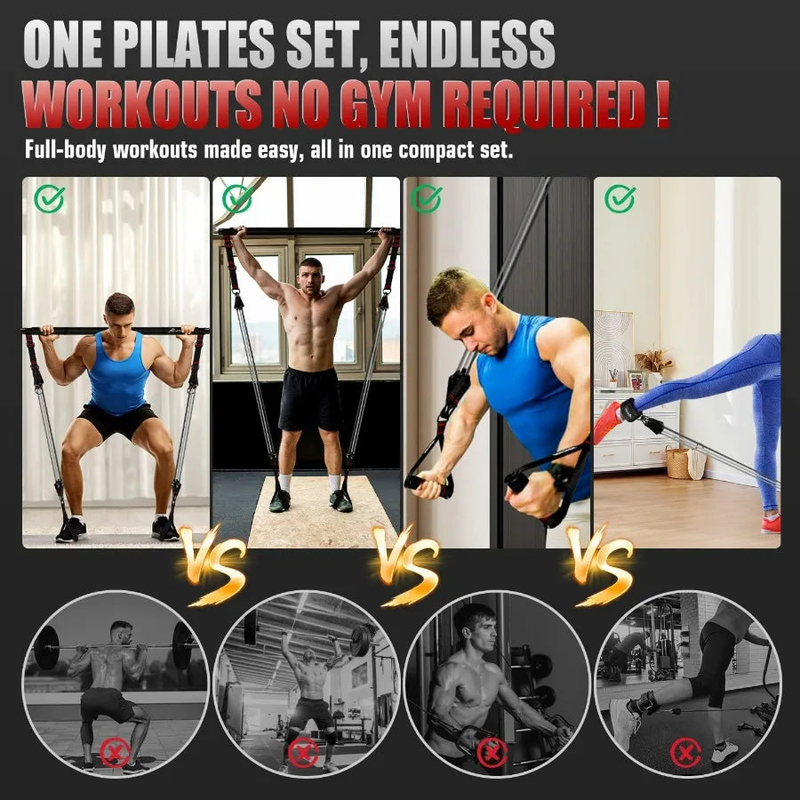 Pilates Bar Kit With Resistance Bands For Full Body Strength Training