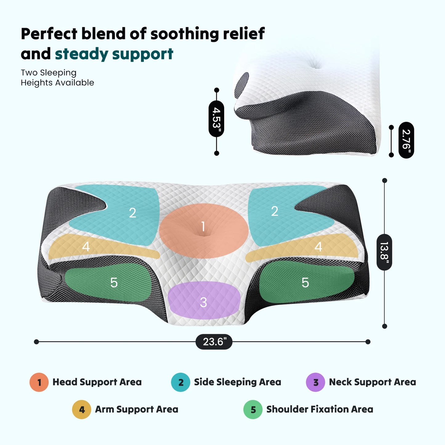 JHK Ergonomic Memory Foam Cervical Neck Pillow With Cooling Pillowcase