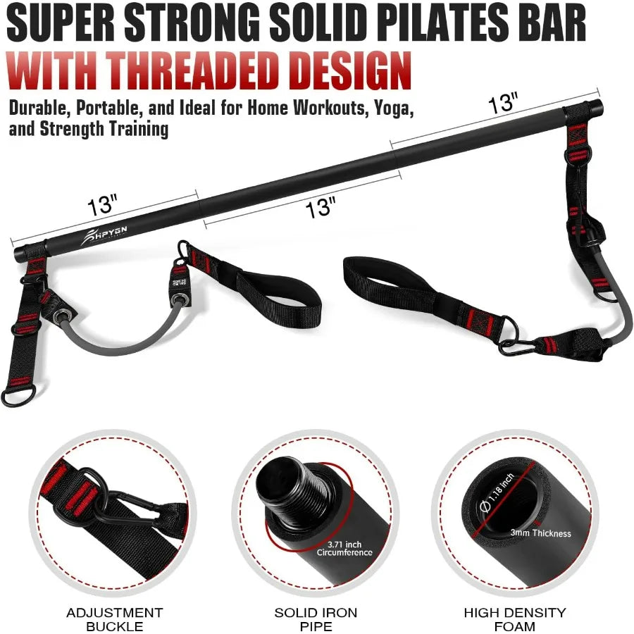 Pilates Bar Kit With Resistance Bands For Full Body Strength Training