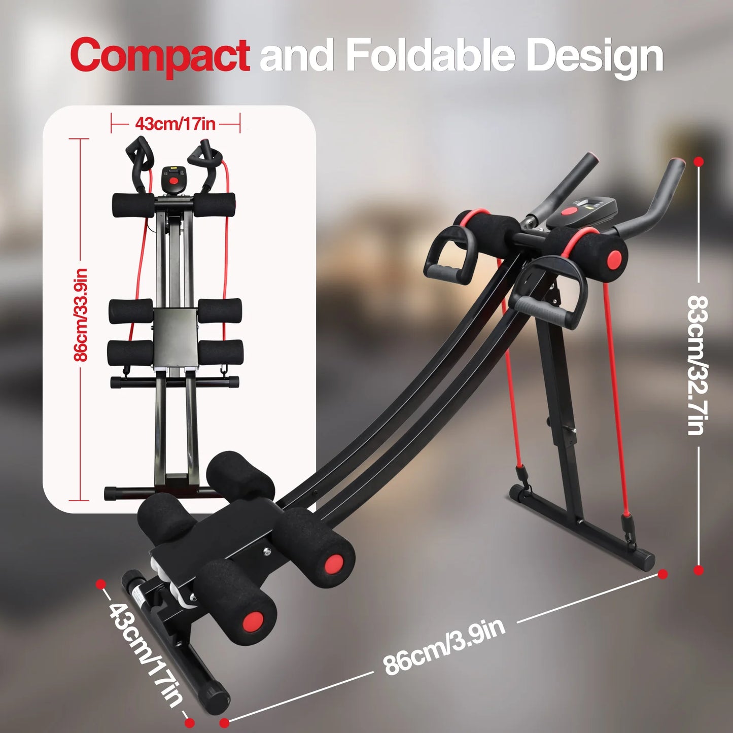 GIKPAL Foldable Ab Machine for Home Gym Abdominal Trainer Display