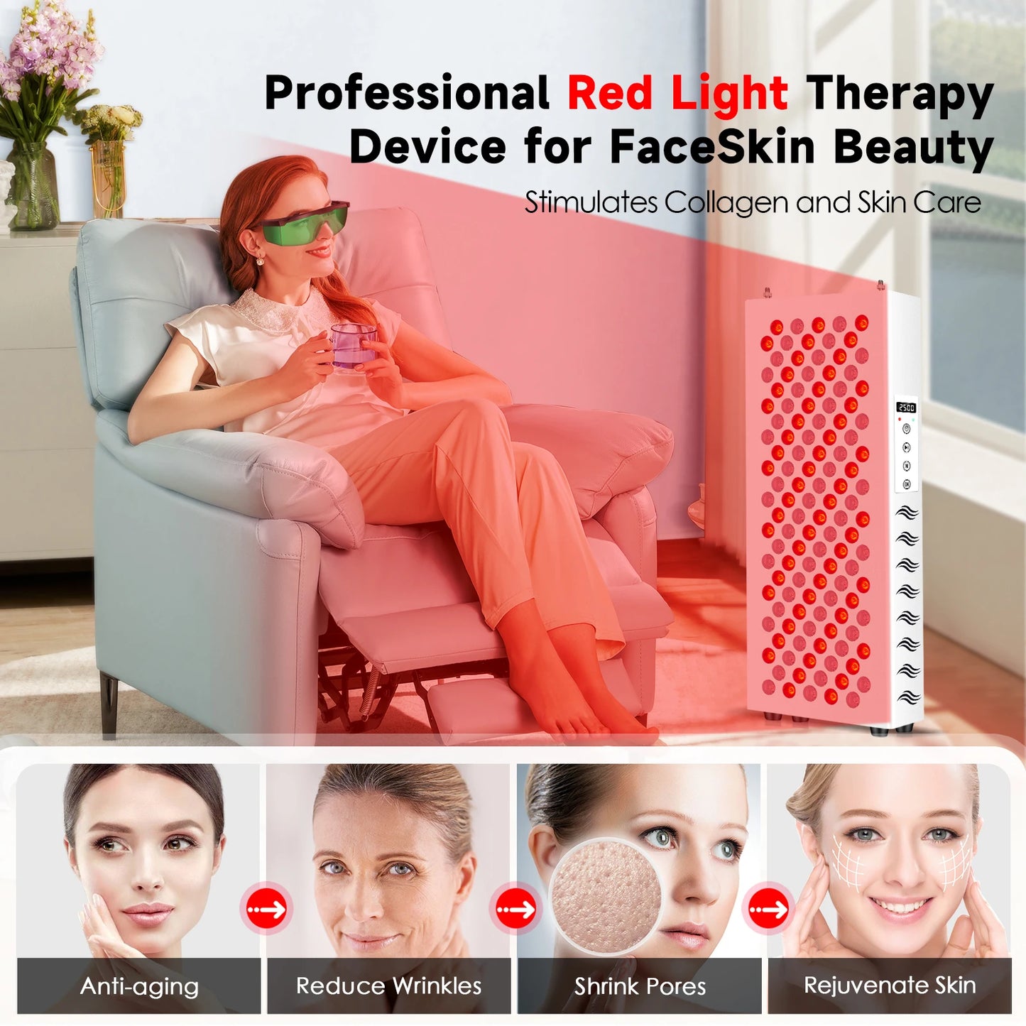 Astarexin Red Light Therapy Panel 850nm 660nm Infrared LED Face