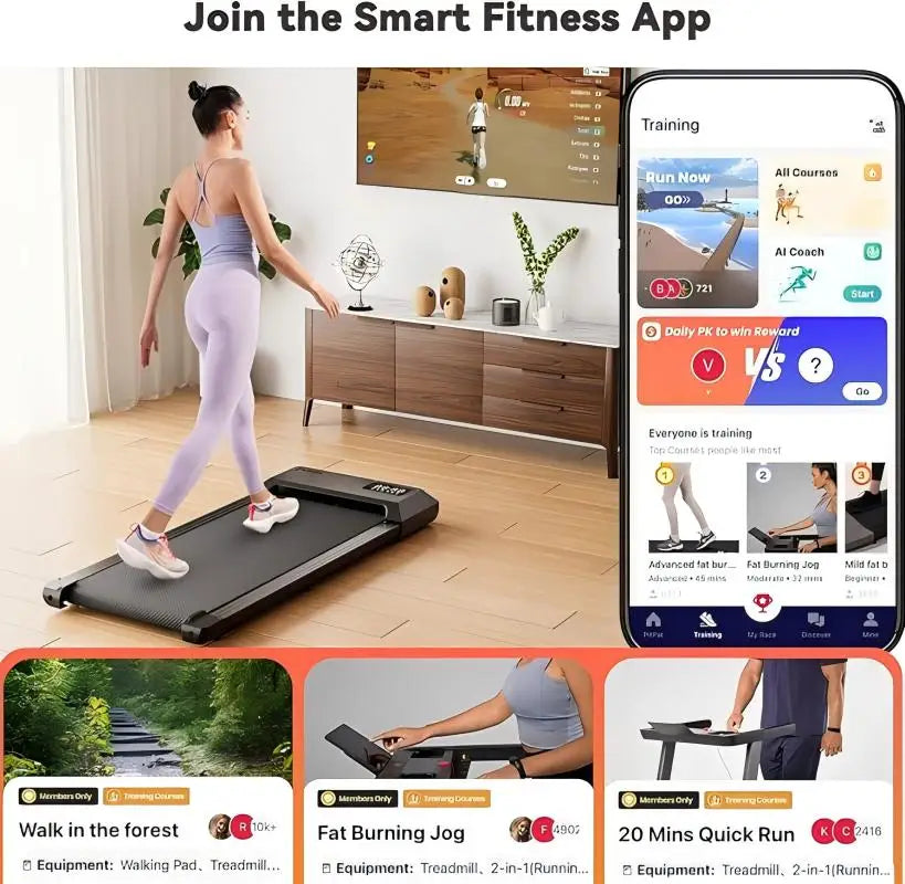Superun 2-In-1 Home And Office Walking Treadmill With App