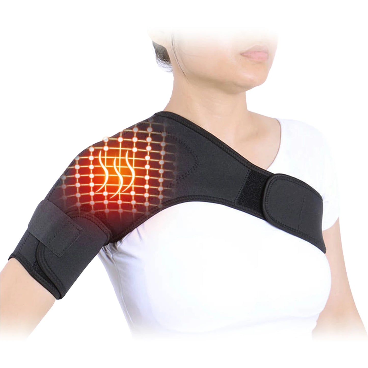 Eelhoe Adjustable Self Heating Shoulder Massager Brace for Pain Relief