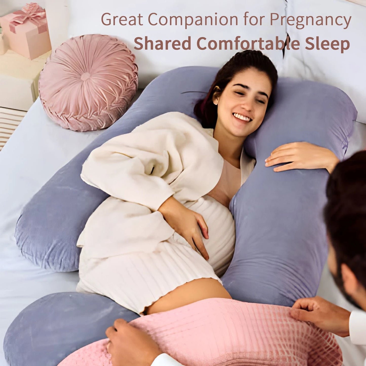 G Shaped Pregnancy Pillow With Removable Cover For Maternity Support