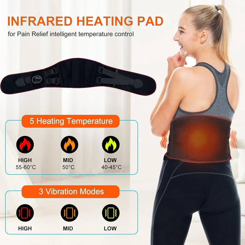 Cordless Heating Belt 5 Level Massage For Waist Back Pain