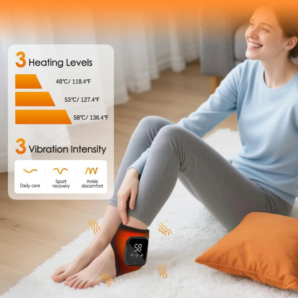 Electric Ankle Massager With Heat Vibration Infrared Therapy