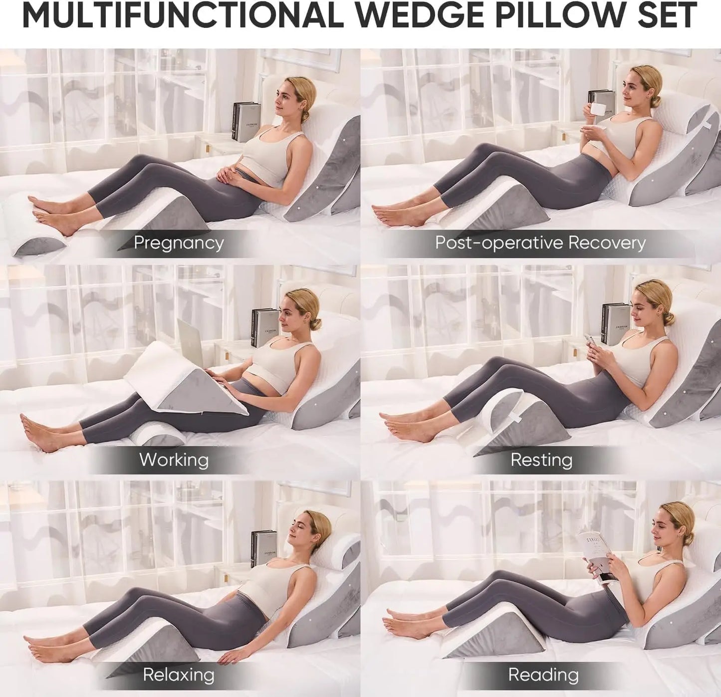 4-Piece Memory Foam Wedge Pillow Set For Surgery Recovery