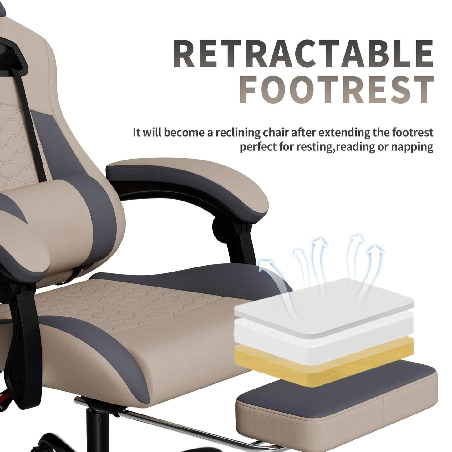 Gaming Massage Chair With Ergonomic Lumbar Support Headrest And Footrest