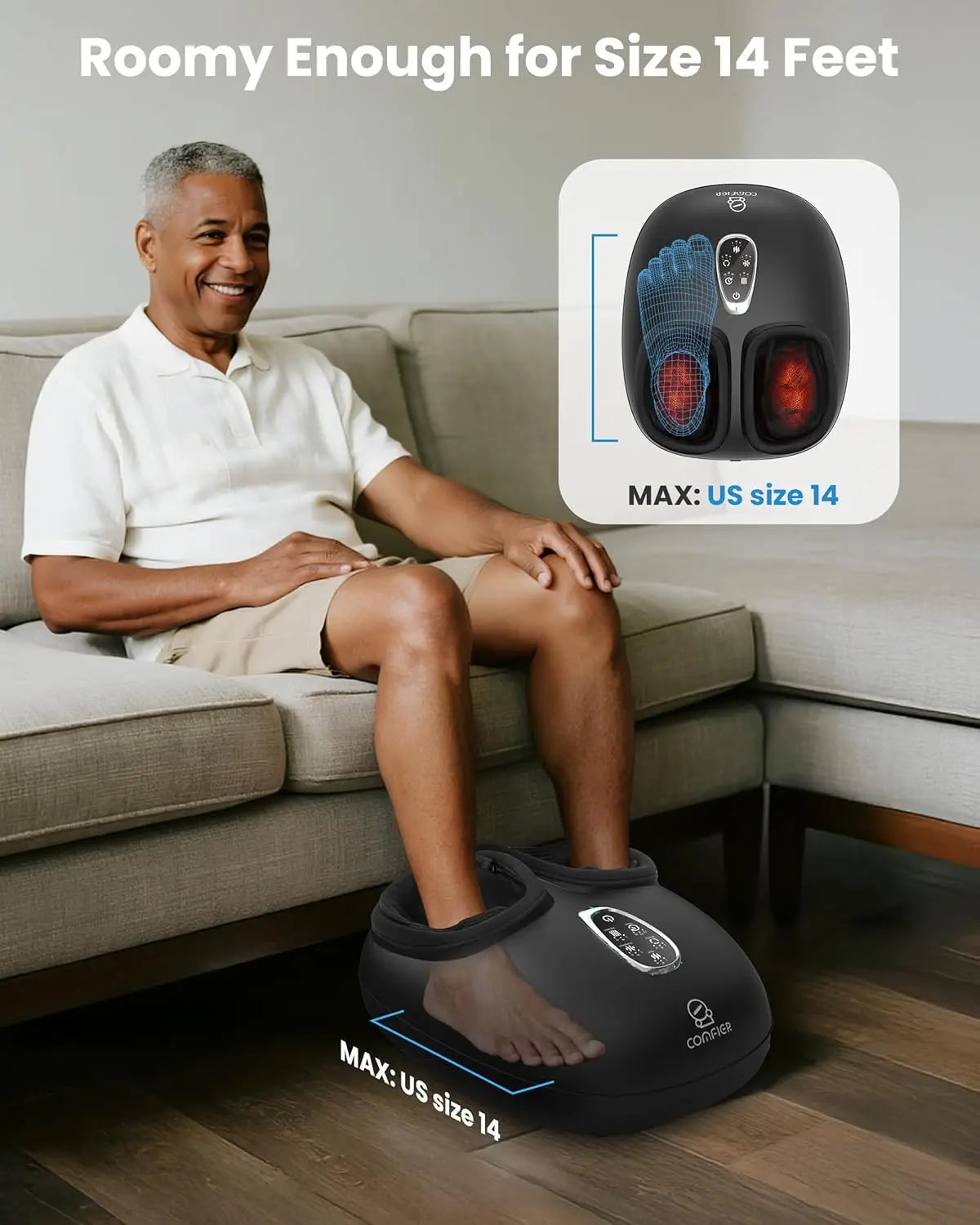 Heated Shiatsu Foot Massager With Deep Kneading And Compression