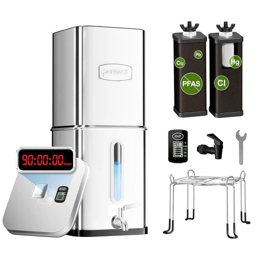 Square PFAS-Free Gravity Water Filter System With Water Level Window