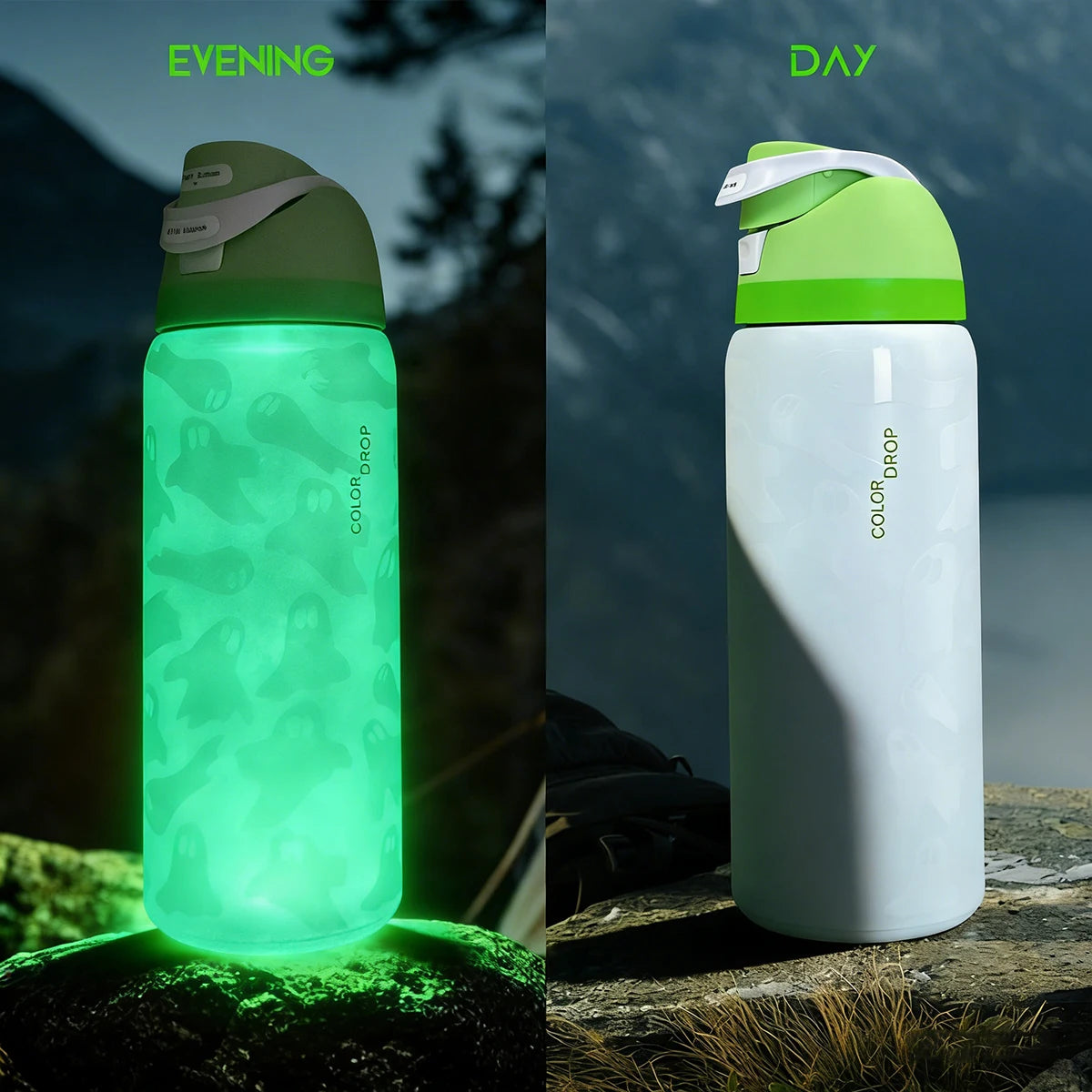 Nightlight Ghost Stainless Steel Insulated Water Bottle With Straw