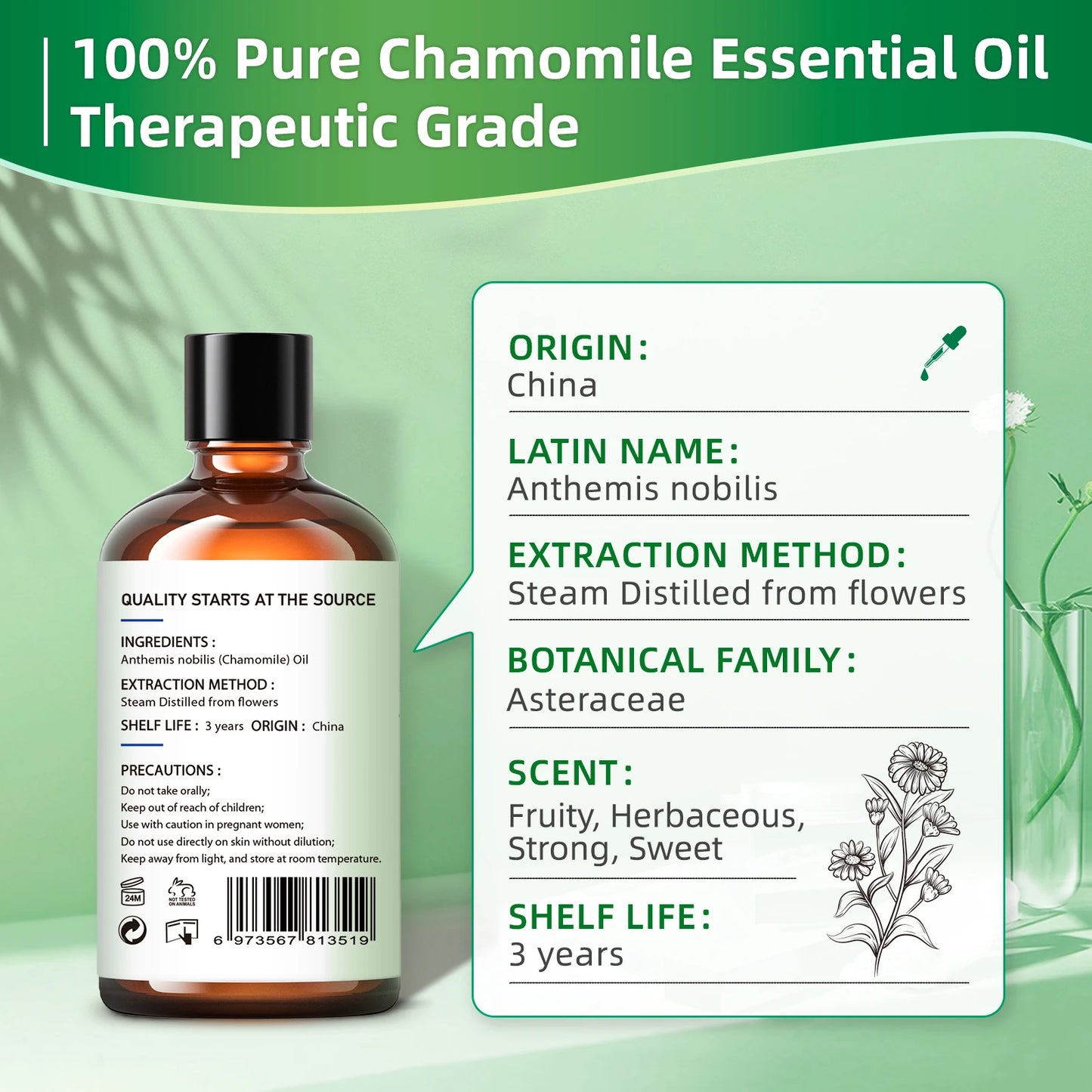 HIQILI Chamomile Essential Oils For Diffuser And Massage