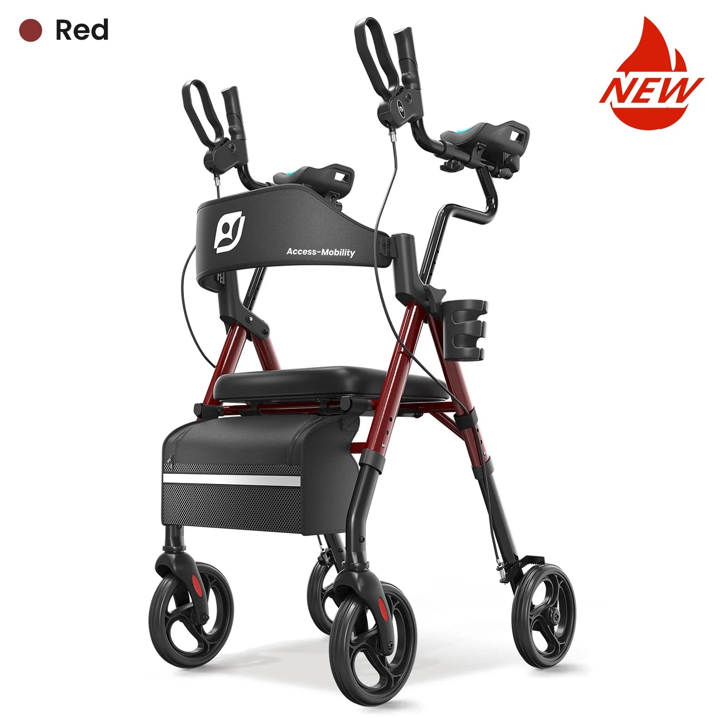 Maidesite Upright Walker With Foldable Seat And Backrest