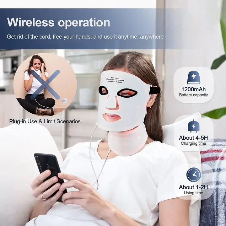 Foreverlily Silicone LED Mask With Neck For Photon Infrared Therapy