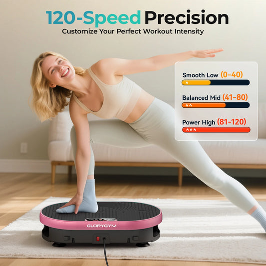 Glorygym Vibration Plate Exercise Machine With Remote Control 120 Speeds