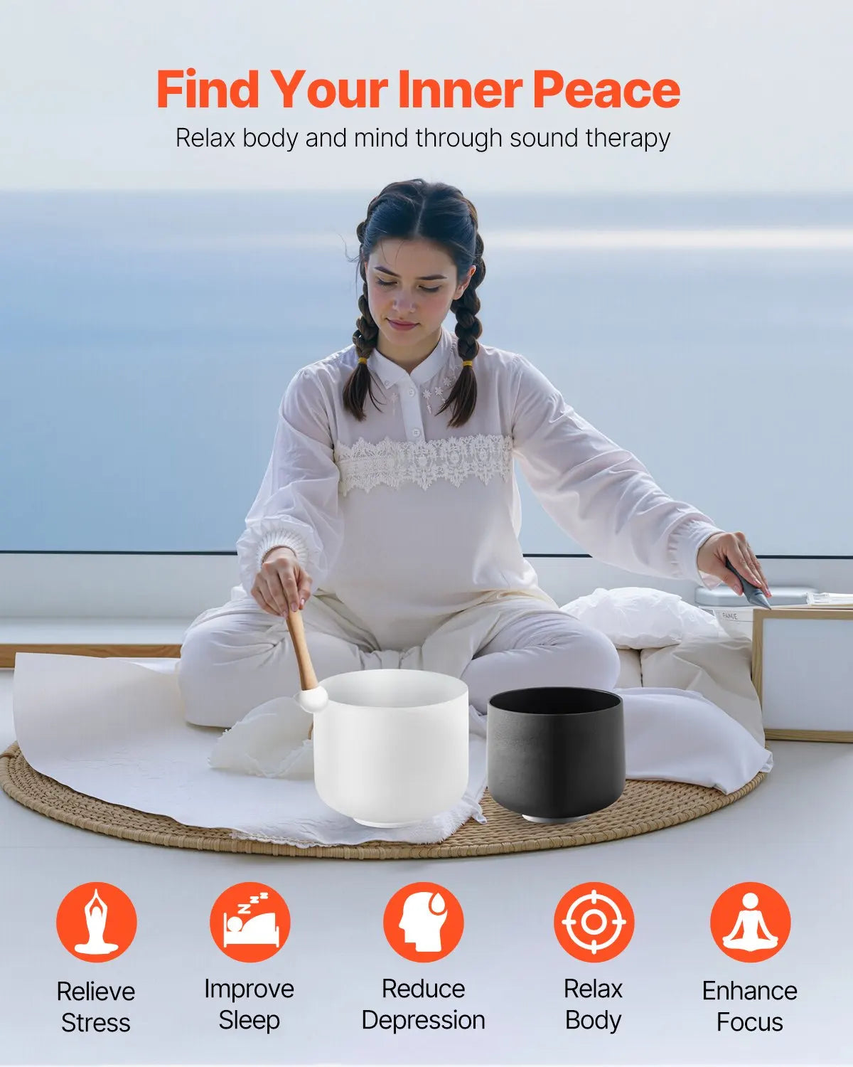 Crystal Singing Bowls Set In A And F Notes