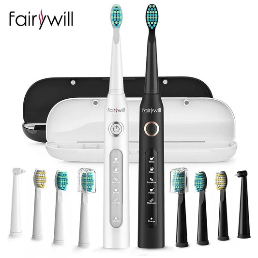 Fairywill Sonic Electric Toothbrush D7 Set With USB Charger