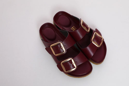 SUFU Women's Open Toe PU Sandals With Adjustable Buckle Straps