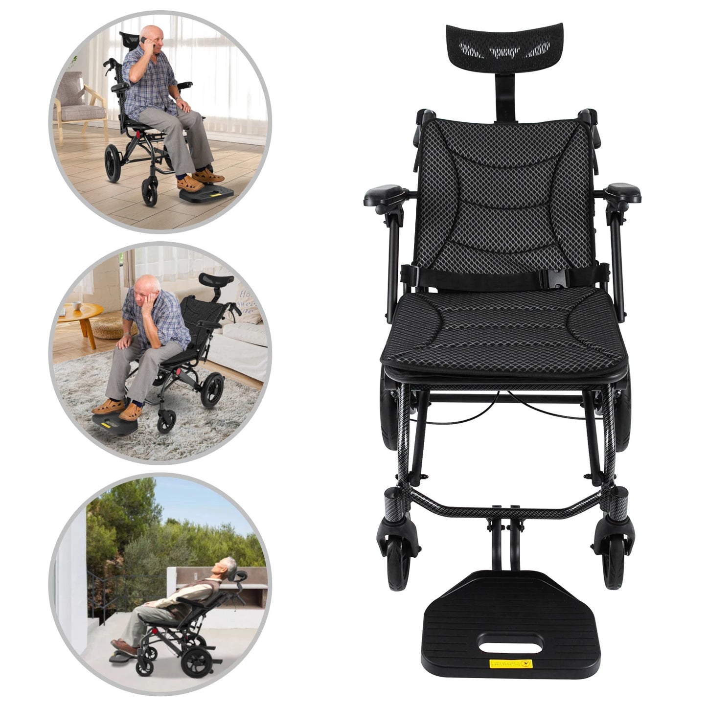 AC976 Reclining Folding Wheelchair for Seniors and Pregnant Women