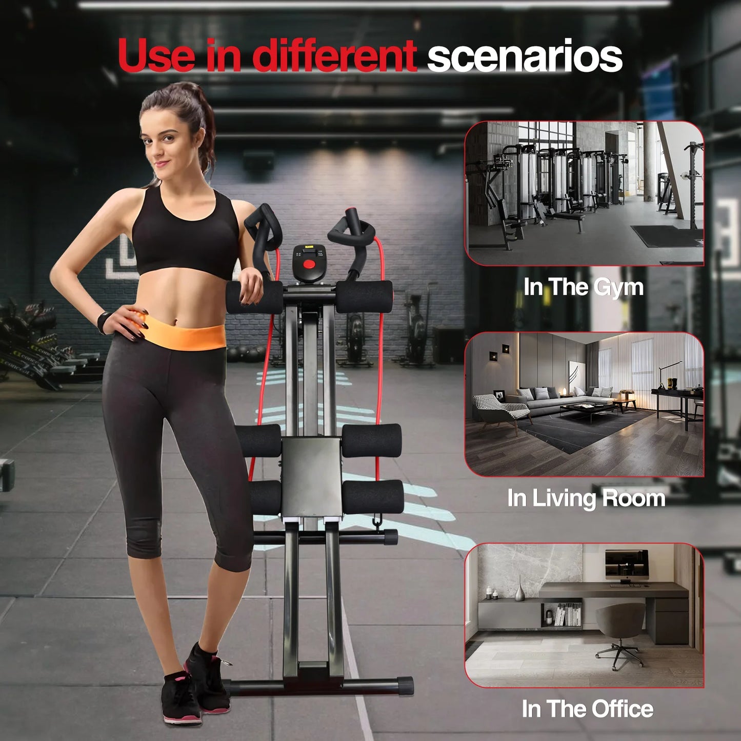 GIKPAL Foldable Ab Machine for Home Gym Abdominal Trainer Display